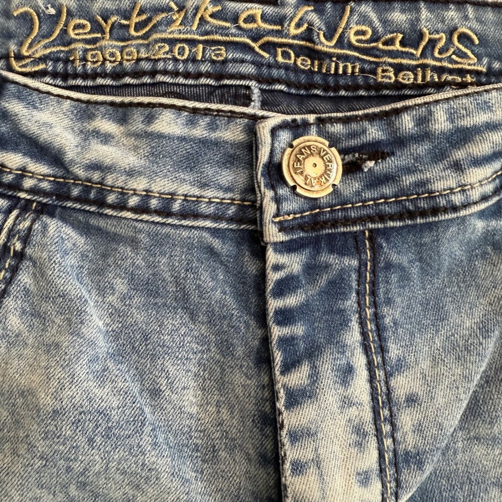 Vertikal Jeans Mens Size 36x 13 Blue Acid Wash Denim Straight Leg Shorts - Picture 7 of 7